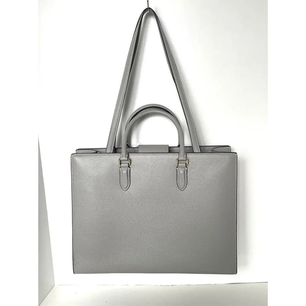 Coach Maggie Large Tote Dove Gray Pebbled Leather Shoulder Bag CY666